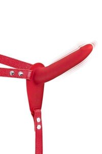 Страпон з вібрацією червоного кольору Fetish Tentation Vibrating Strap-On with Dildo Talla