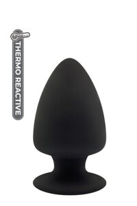 Термоактивна анальна пробка на присоску чорна PREMIUM SILICONE PLUG M Talla