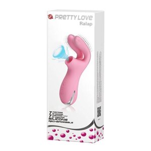 Вакуумний силіконовий вібростимулятор-кролик для вагіни і клітора рожевий Pretty Love Ralap Talla
