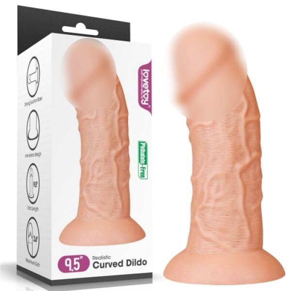 Величезний 24/6 см фалоімітатор реалістик з присоскою Lovetoy Realistic Curved Dildo Talla від компанії TALLA - фото 1