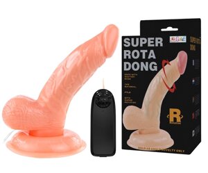 Вібратор реалістичний на присоску з обертанням бежевий Super rota dong Talla