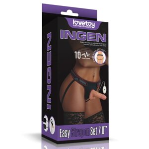 Вібро страпон на трусиках Lovetoy Easy Strapon 18см Talla