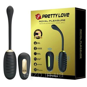 Віброяйце з рельєфом і пультом ДУ чорне PrettyLove ROYAL PLEASURE Talla