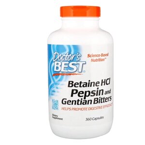 Бетаїн HCL і Пепсин Betaine HCL & Pepsin Doctor's Best 360 капсул D1-2025