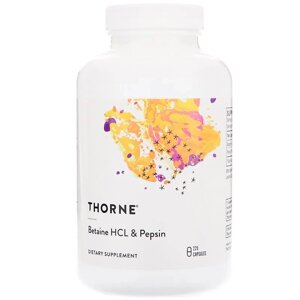 Бетаїн HCL та Пепсин, Betaine HCL & Pepsin, Thorne Research, 225 капсул D1-2025