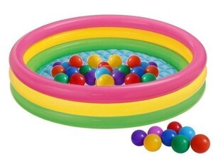 Детский надувной бассейн Intex с шариками Радужный 114х25 см (57412-1)