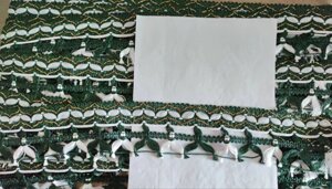 10 шт Бахрома декоративна стрічка з китичками зелено білий колір 10грн 1м Код/Артикул 87