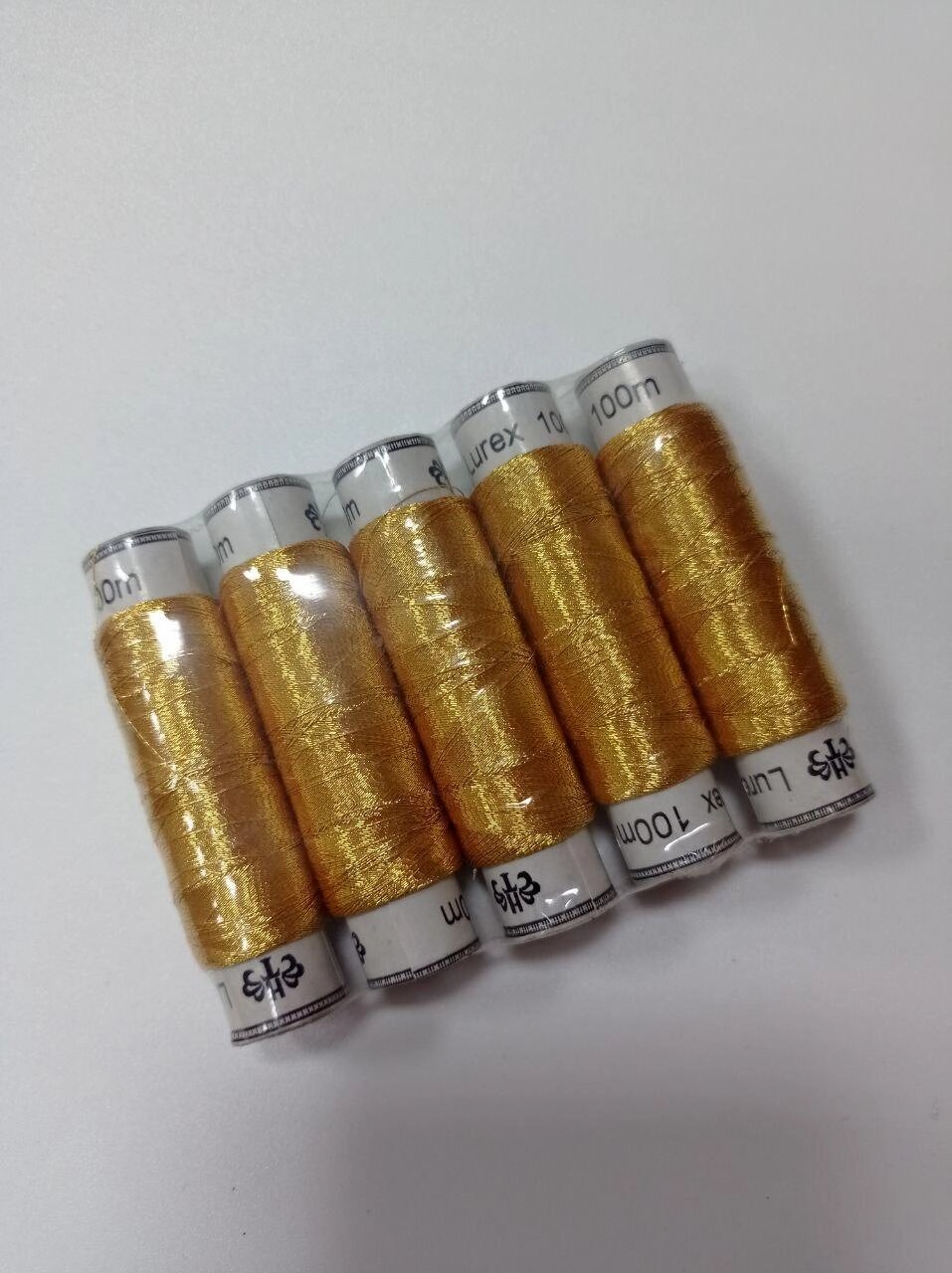 10 шт Нитка люрекс золотого кольору, 100 метрів Код/Артикул 87 від компанії greencard - фото 1