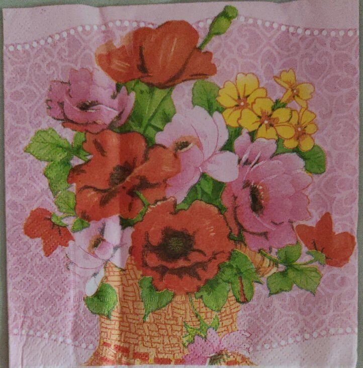 100 шт Серветки для декупажу букет квітів розмір 33*33 см Код/Артикул 87 від компанії greencard - фото 1