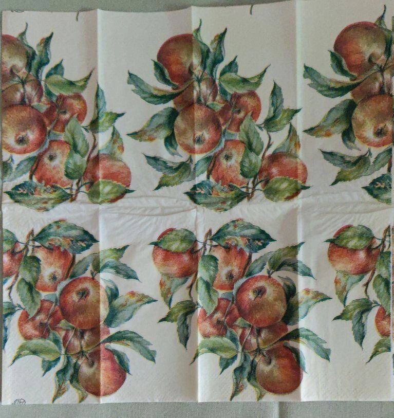100 шт Серветки для декупажу  яблука розмір 25*25 см Код/Артикул 87 від компанії greencard - фото 1