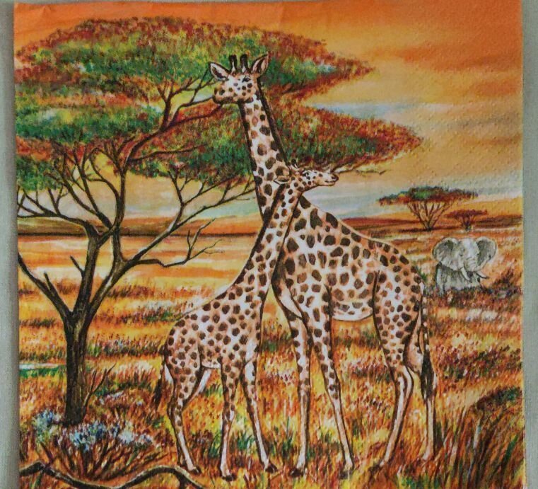 100 шт Серветки для декупажу жирафи розмір 33*33 см Код/Артикул 87 від компанії greencard - фото 1