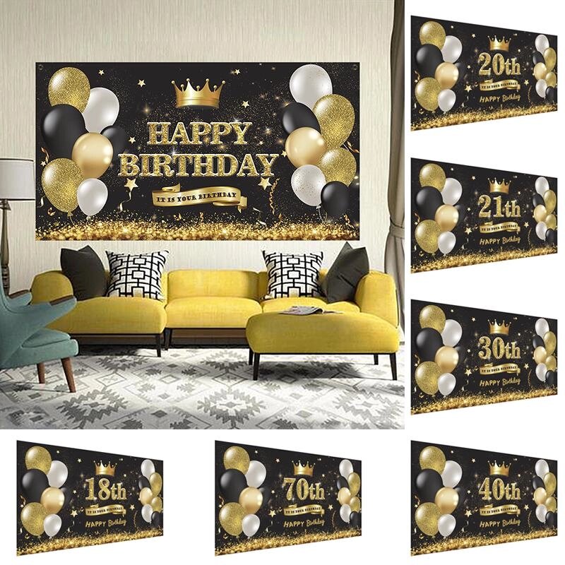 11 Стилів Bday Party Decor Happy Birthday Backdrop Birthday Flag Balloons 18th 30th під замовлення за 30 днів доставка від компанії greencard - фото 1