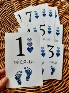17 карток для фотосесії новонароджених, картки для фото малюків 17 Код/Артикул 83