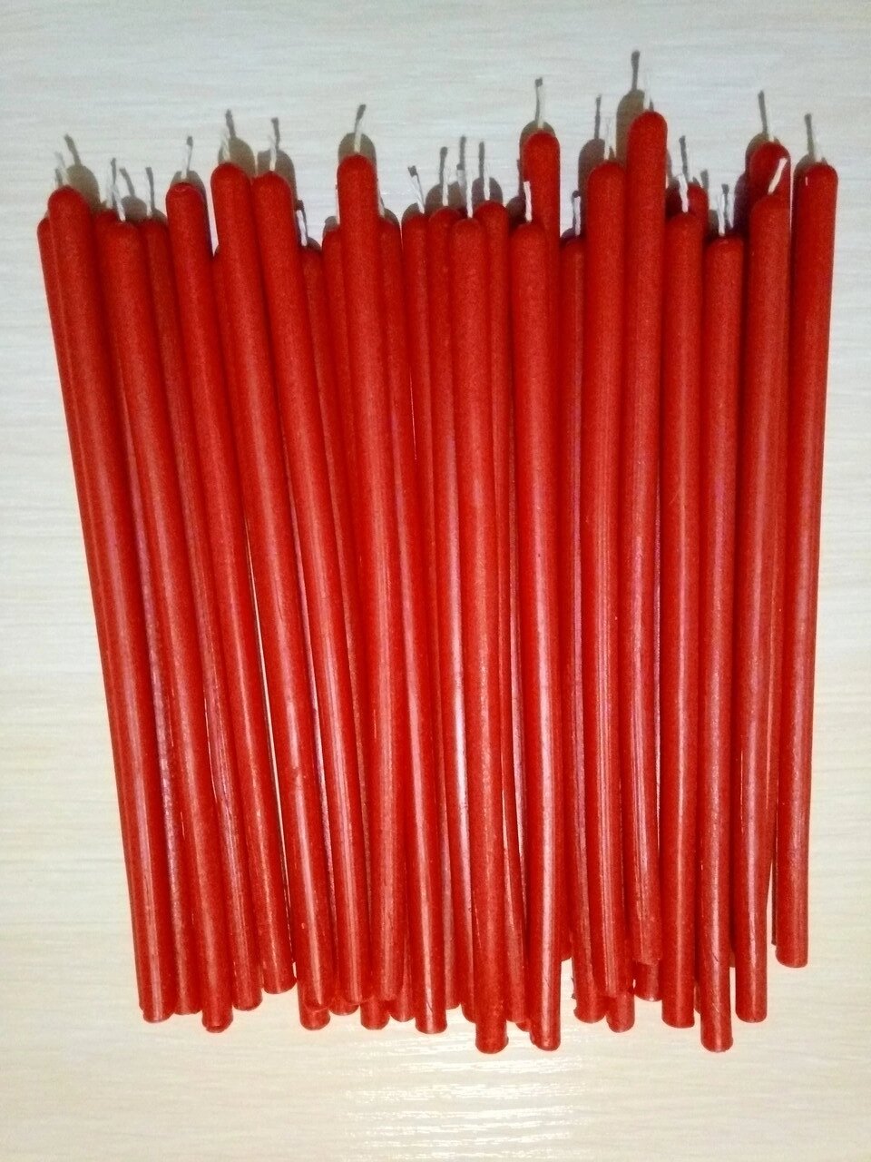 12 шт Червоні воскові свічки 90 хвилин натуральний віск Код/Артикул 144 від компанії greencard - фото 1