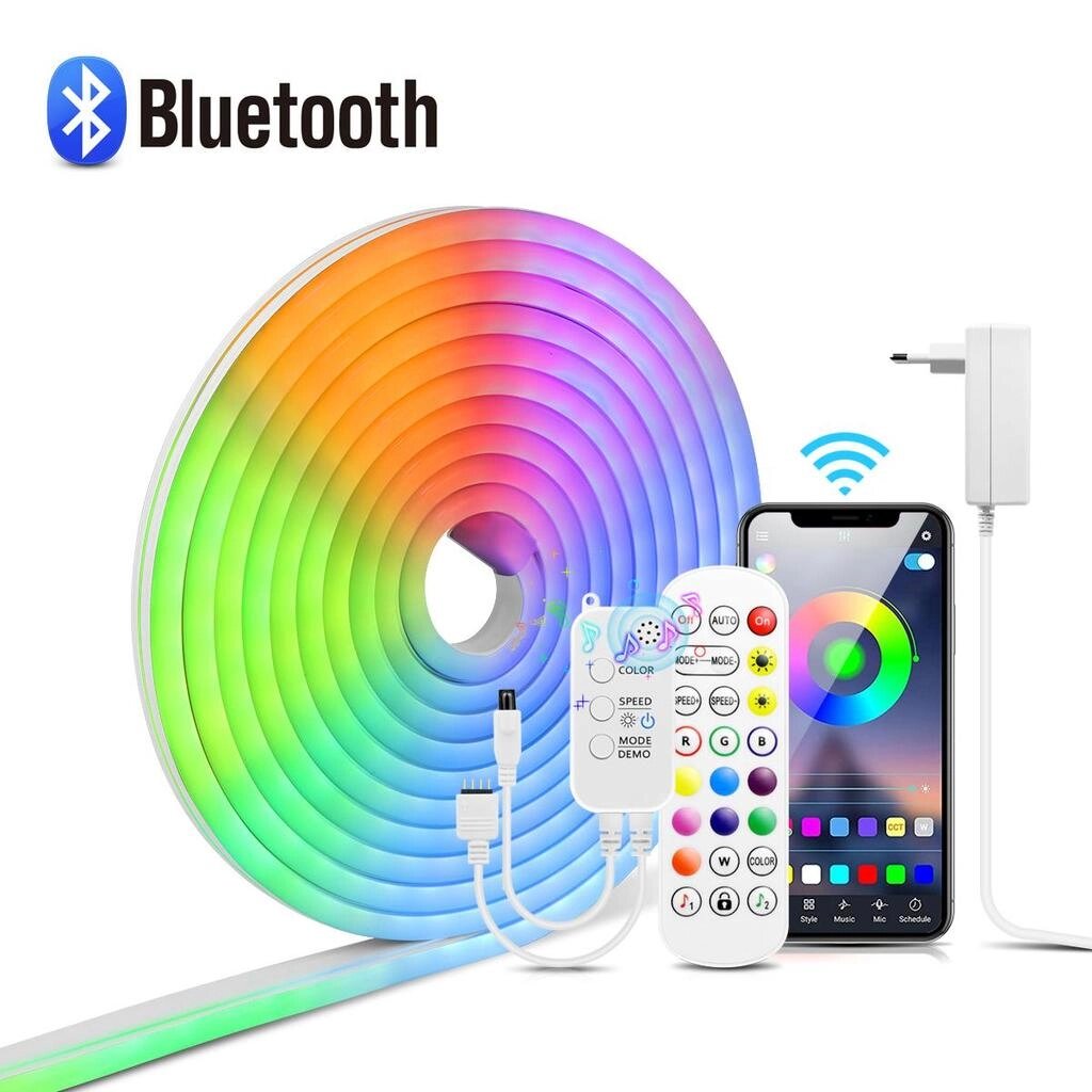 12 У казкова світлодіодна стрічка з дистанційним керуванням Bluetooth 1-5 м RGB неонова лампа для декоративного Під від компанії greencard - фото 1