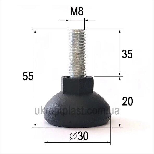 15 шт Заглушка 30х30 М8 з Опорою M8х55 D30 (ніжка меблева з різьбою) - Комплект Код/Артикул 188 9-02,13-21 (комплект) від компанії greencard - фото 1