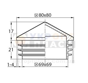 15 шт Заглушка на квадратну трубу 80х80 пластикова піраміда Код/Артикул 188 2-02