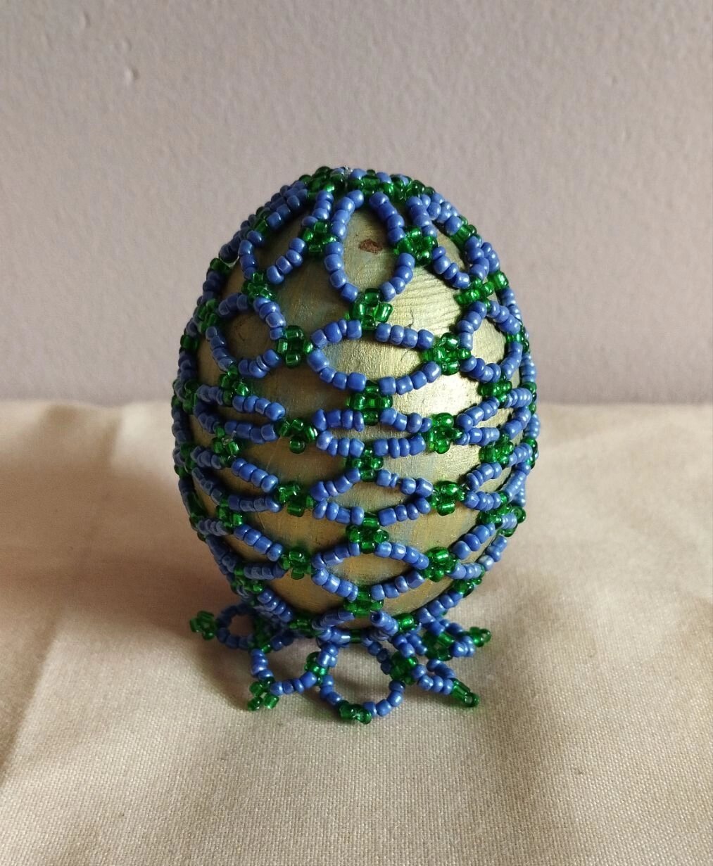 2 шт Яйце пасхальне з  синього та зеленого бісеру Код/Артикул 87 від компанії greencard - фото 1