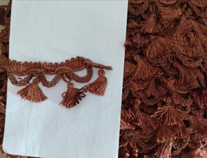 20 шт Бахрома декоративна стрічка з китичками коричневий колір 10грн 1м Код/Артикул 87