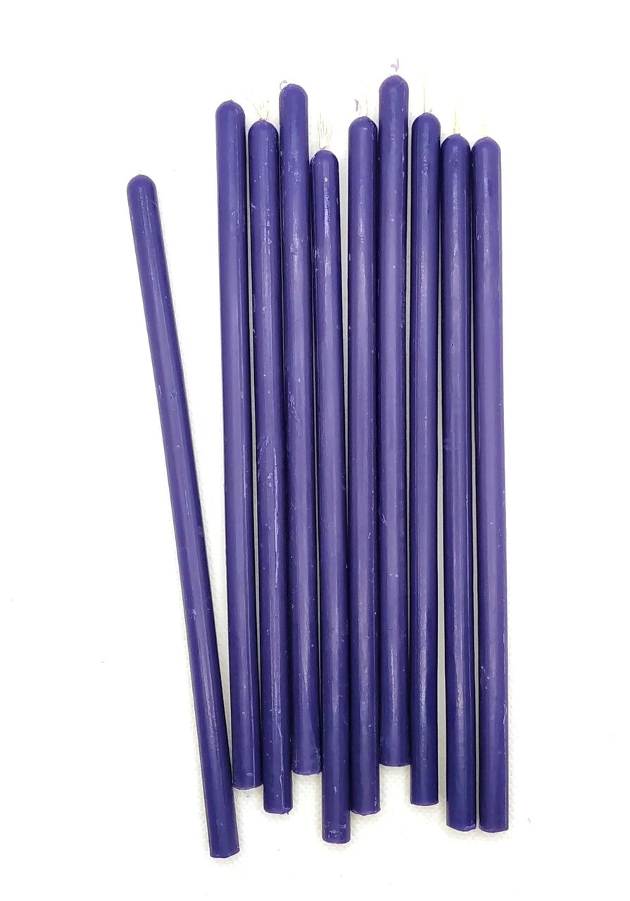 20 шт Фіолетова воскова свічка 14 см. Код/Артикул 144 від компанії greencard - фото 1