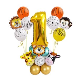 26 шт. компл. Набір повітряних куль із тваринами джунглів, латексні повітряні кулі, 32-дюймові золоті повітряні кульки