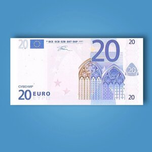 3 шт Гроші сувенірні 20 євро - 80 шт Код/Артикул 84 EUR-20