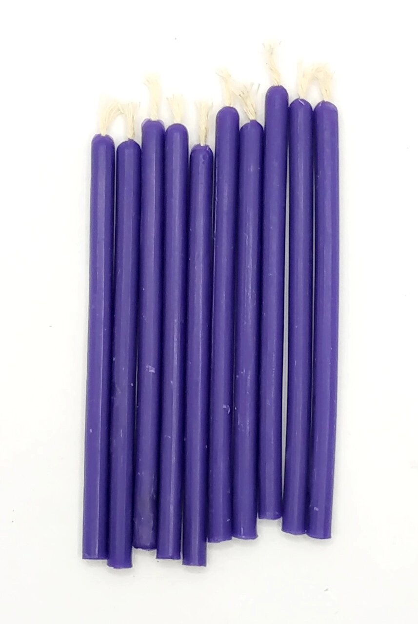 30 шт Фіолетові воскові свічки, 10 см. (власне виробництво) Код/Артикул 144 від компанії greencard - фото 1