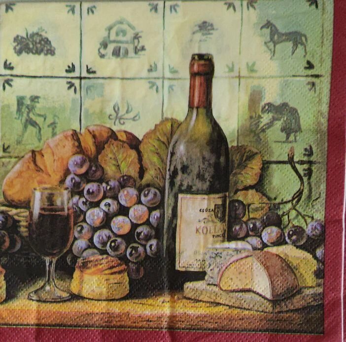 34 шт Серветки для декупажу  Натюрморт вино та виноград розмір33*33см Код/Артикул 87 від компанії greencard - фото 1