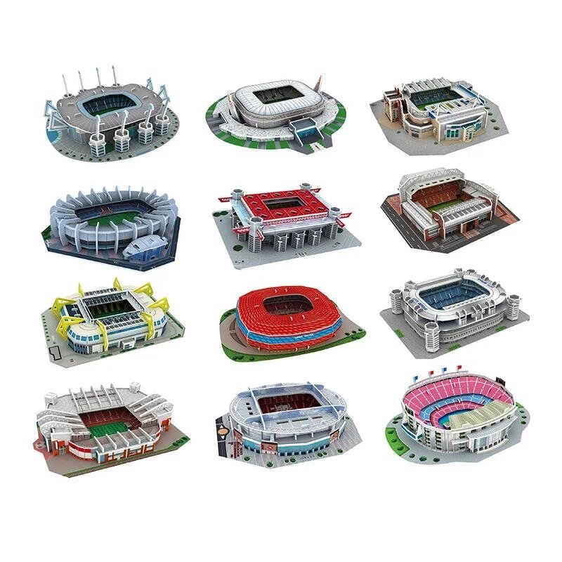 3D головоломка, футбольне стадіонне поле, зроби сам, модель футбольної будівлі, збирання, іграшки ручної роботи, Під від компанії greencard - фото 1