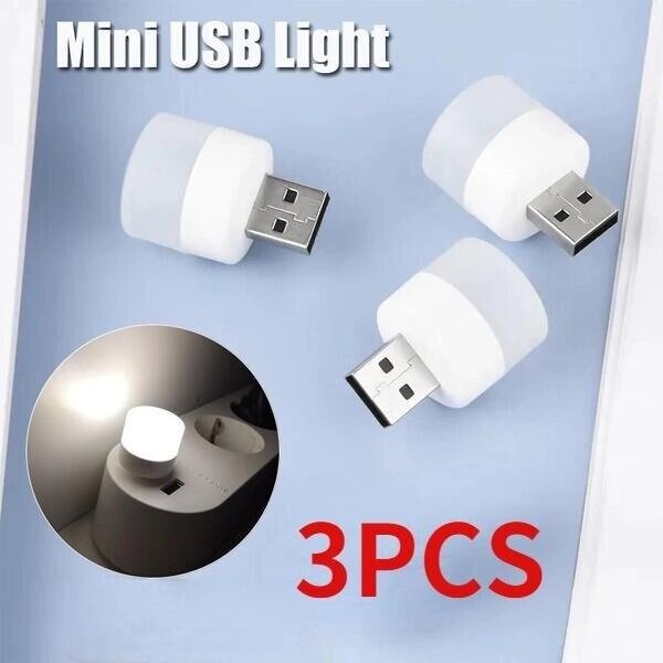 3PCS USB Портативний світлодіодний міні-нічник Маленька кругла лампа USB-світильник вночі Ідеально підходить для від компанії greencard - фото 1