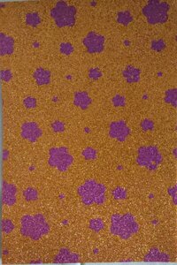 4 шт Фоаміран жовтий з фіолетовими квіточками розмір а4 Код/Артикул 87