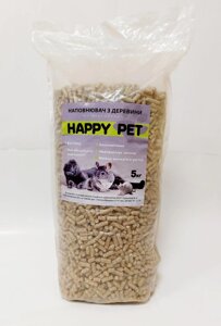 5 кг Гігієнічний деревний наповнювач для туалету тварин преміум класу HAPPY PET Код/Артикул 191 1608
