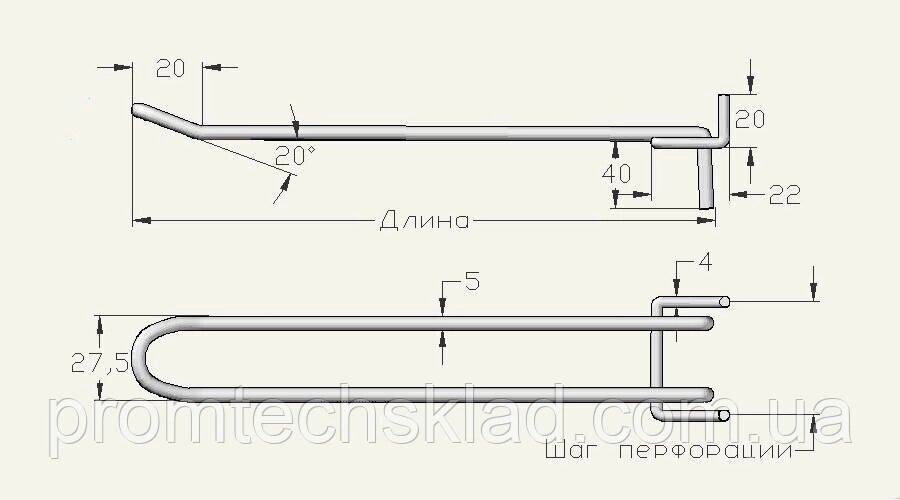 5 шт Подвійні гачки торговельні на сітку Код/Артикул 132 від компанії greencard - фото 1