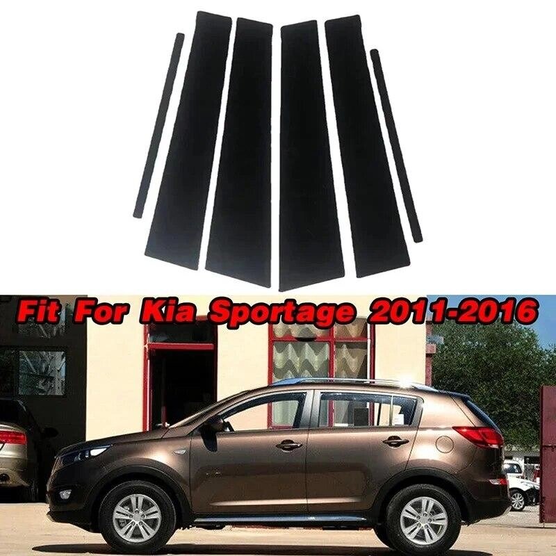 6 Шт. для Kia Sportage 2011 2012 2012 2014 2015 2016 автомобільний глянсовий чорний стійки стійки дверна обшивка Під від компанії greencard - фото 1