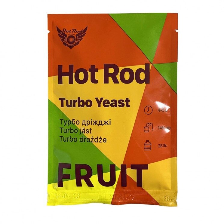 7 шт Спиртові турбо дріжджі Hot Rod Fruit на 25 л (60 г) для фруктових браг упаковка від компанії greencard - фото 1