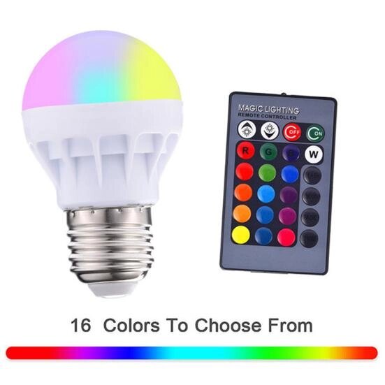 AC 85-265V 3W E27 RGB Світлодіодна лампа зі зміною кольору з дистанційним керуванням під замовлення за 30 днів доставка  від компанії greencard - фото 1