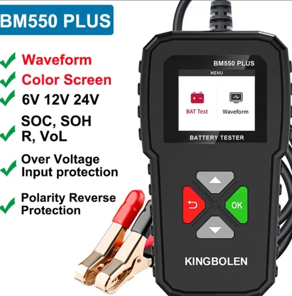 Акумуляторний тестер Kingbolen BM550 plus (6V/12V/24V, SOC, SOH)  Код/Артикул 13 від компанії greencard - фото 1