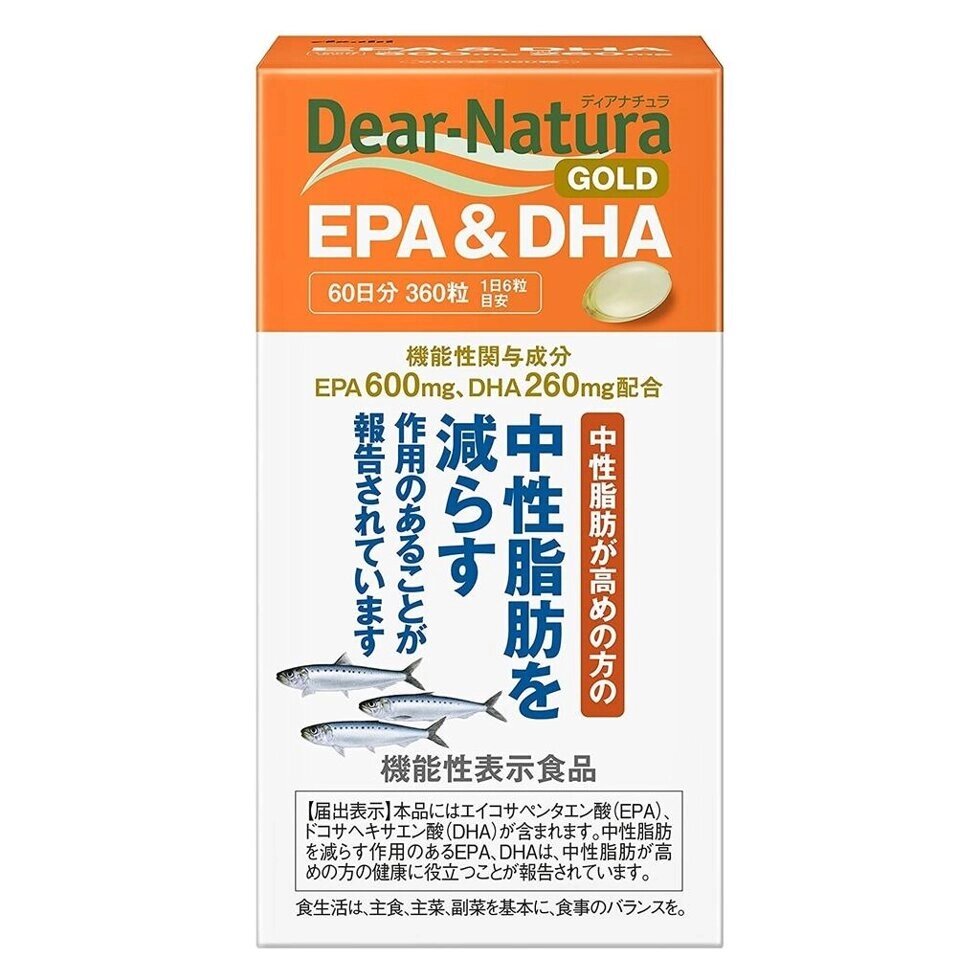 Asahi DEAR NATURA Gold Omega EPA+DHA комплекс омега-3 кислот, 360 табл під замовлення з Японії за 30 днів, доставка від компанії greencard - фото 1