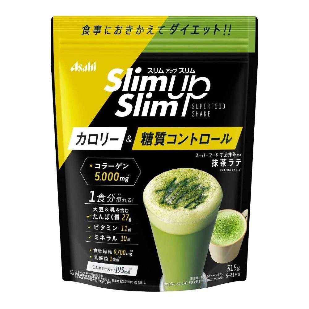 Asahi SlimUp Slim Matcha Latte протеїновий детокс-коктейль Матча Латте, 315 гр під замовлення з Японії за 30 днів, від компанії greencard - фото 1