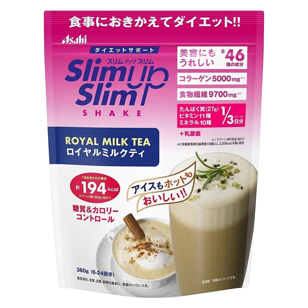 Asahi SlimUp Slim Royal Milk Tea протеїновий детокс-коктейль молочний чай, 360 гр під замовлення з Японії за 30 днів, від компанії greencard - фото 1