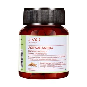 Ашвагандха (60 таб, 500 мг), Ashwagandha Tablets, Jiva Під замовлення з Індії 45 днів. Безкоштовна доставка.