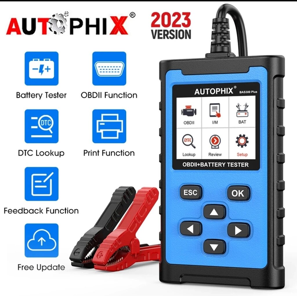 AUTOPHIX BAS300 Plus OBD2 Сканер і тестер акб 2 in 1 Car Code Reader 6V 12V 100-2000 CCA Battery Код/Артикул 13 BAS300 від компанії greencard - фото 1