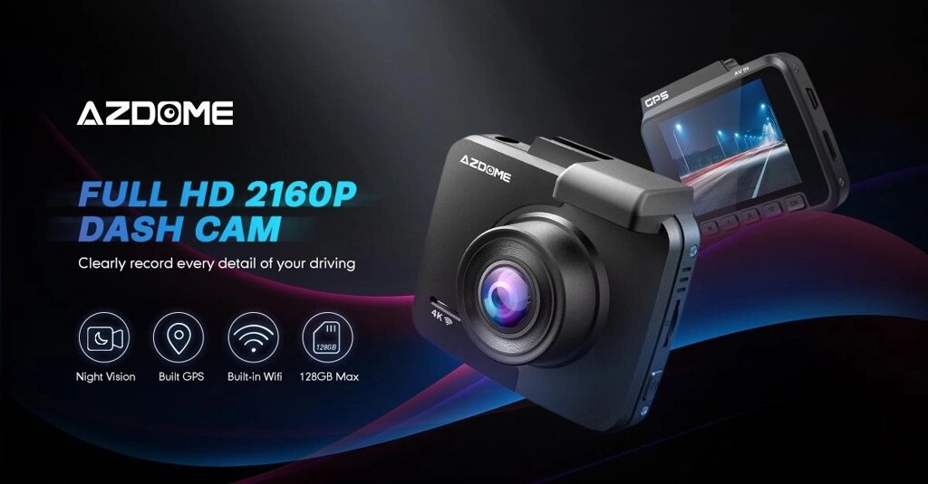 Автомобільний відеореєстратор 4K AZDOME GS63H 2,4 дюйма із РК-дисплеєм супер нічного бачення з режимом паркування Wi-Fi  від компанії greencard - фото 1