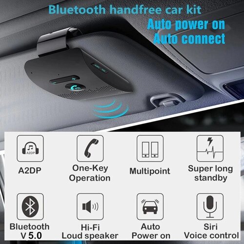 Автомобільний комплект Bluetooth Handsfree 4.2 Затискач для сонцезахисного козирка Бездротовий аудіоприймач Гучна Під