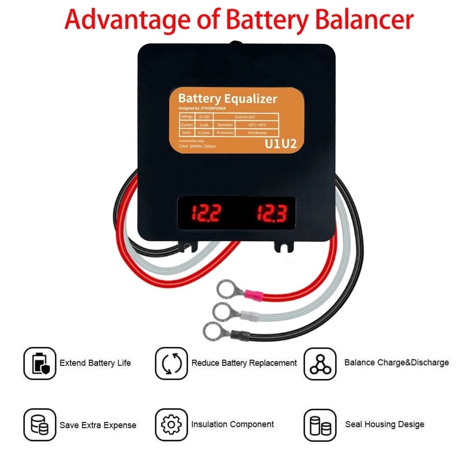 Балансир АКБ Battery Equalizer JYYHSRPOVER з індикацією 10A Gel Fod acid AGM lifepo4 lithium Код/Артикул 13 від компанії greencard - фото 1