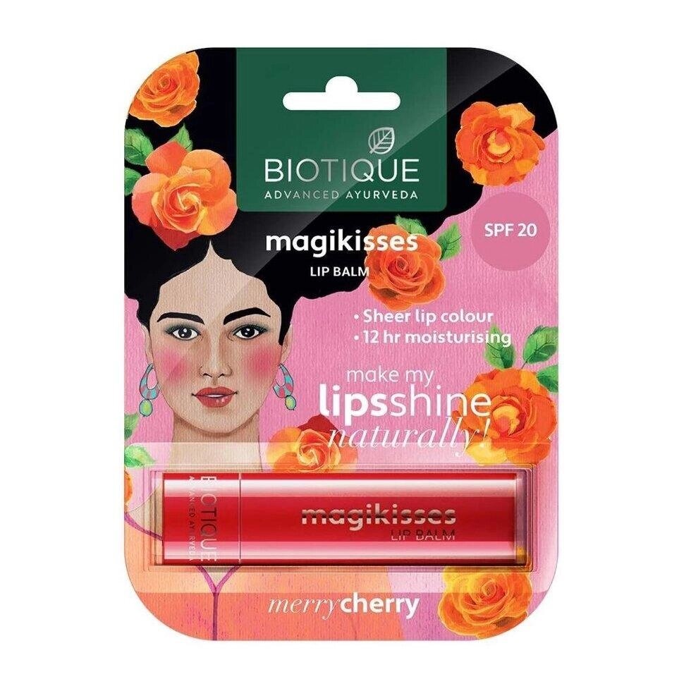 Бальзам для губ Вишенька (4 г), Magikisses Lip Balm Merry Cherry,  Biotique Під замовлення з Індії 45 днів. Безкоштовна  від компанії greencard - фото 1