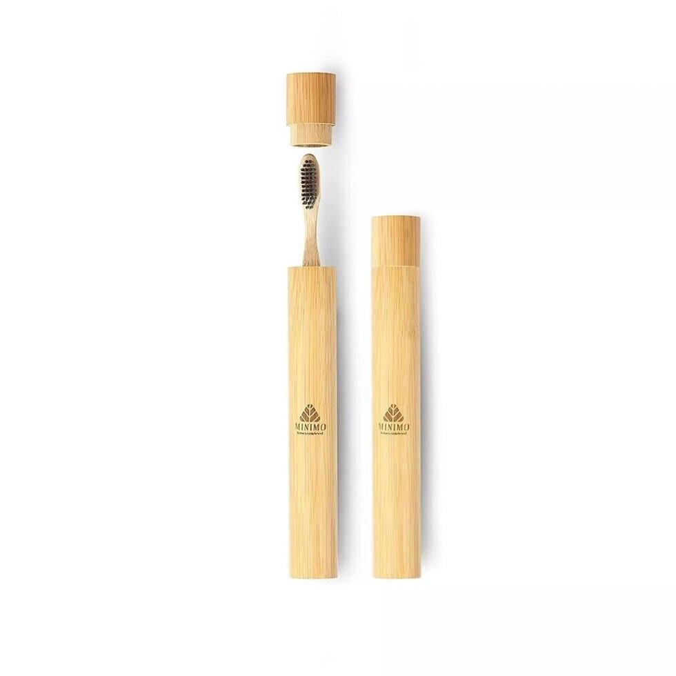 Бамбукова зубна щітка з м'якими щетинками у футлярі, Bamboo Toothbrush with Bamboo Case,  Minimo Під замовлення з Індії  від компанії greencard - фото 1