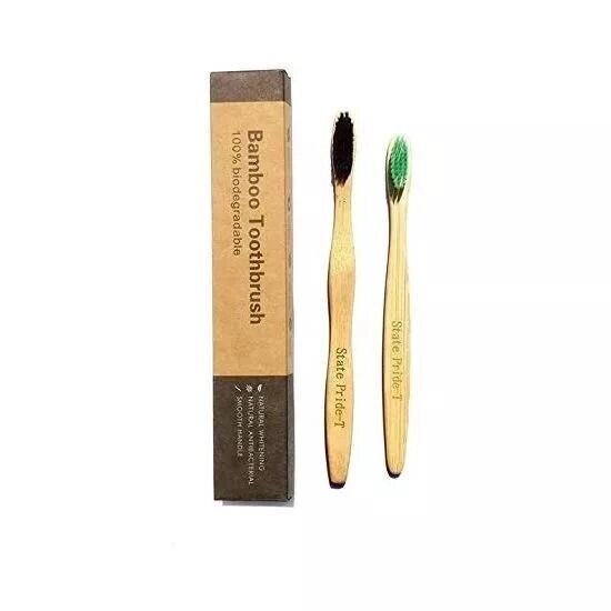 Бамбукові біорозкладні зубні щітки для дорослих (2 шт), Bamboo Toothbrush for Adults,  State Pride-T Під замовлення з від компанії greencard - фото 1