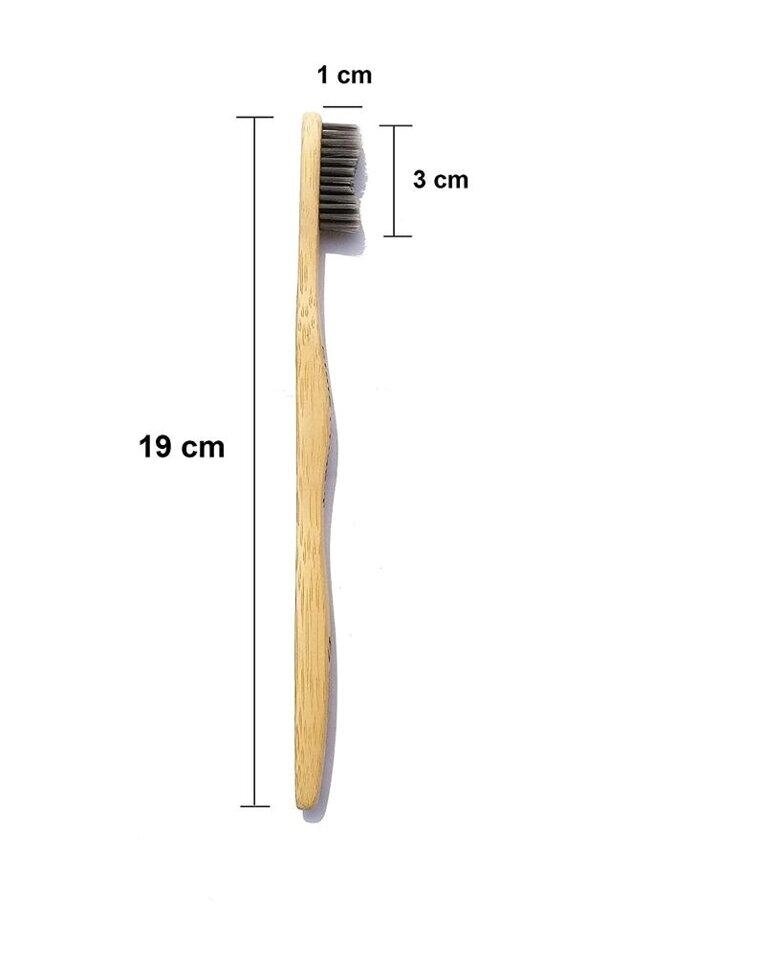 Бамбукові біорозкладні зубні щітки з бавовняним мішечком (4 шт), Bamboo Charcoal Toothbrush with Cotton Pouch, Під від компанії greencard - фото 1