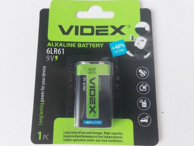 Батарейка КРОНА лужна (Videx) 6LR61 Код/Артикул 30 6012 від компанії greencard - фото 1